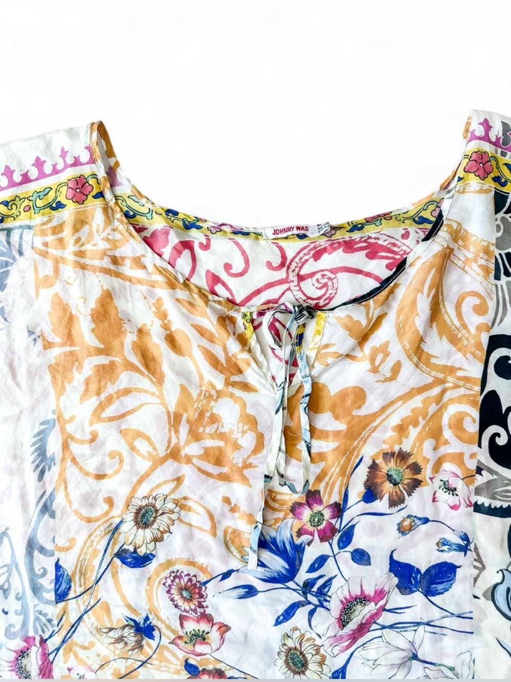 Johnny Was Multi-Color Floral Boho Silk Caftan Tunic Women’s- Size: OSFA - Picture 7 of 11